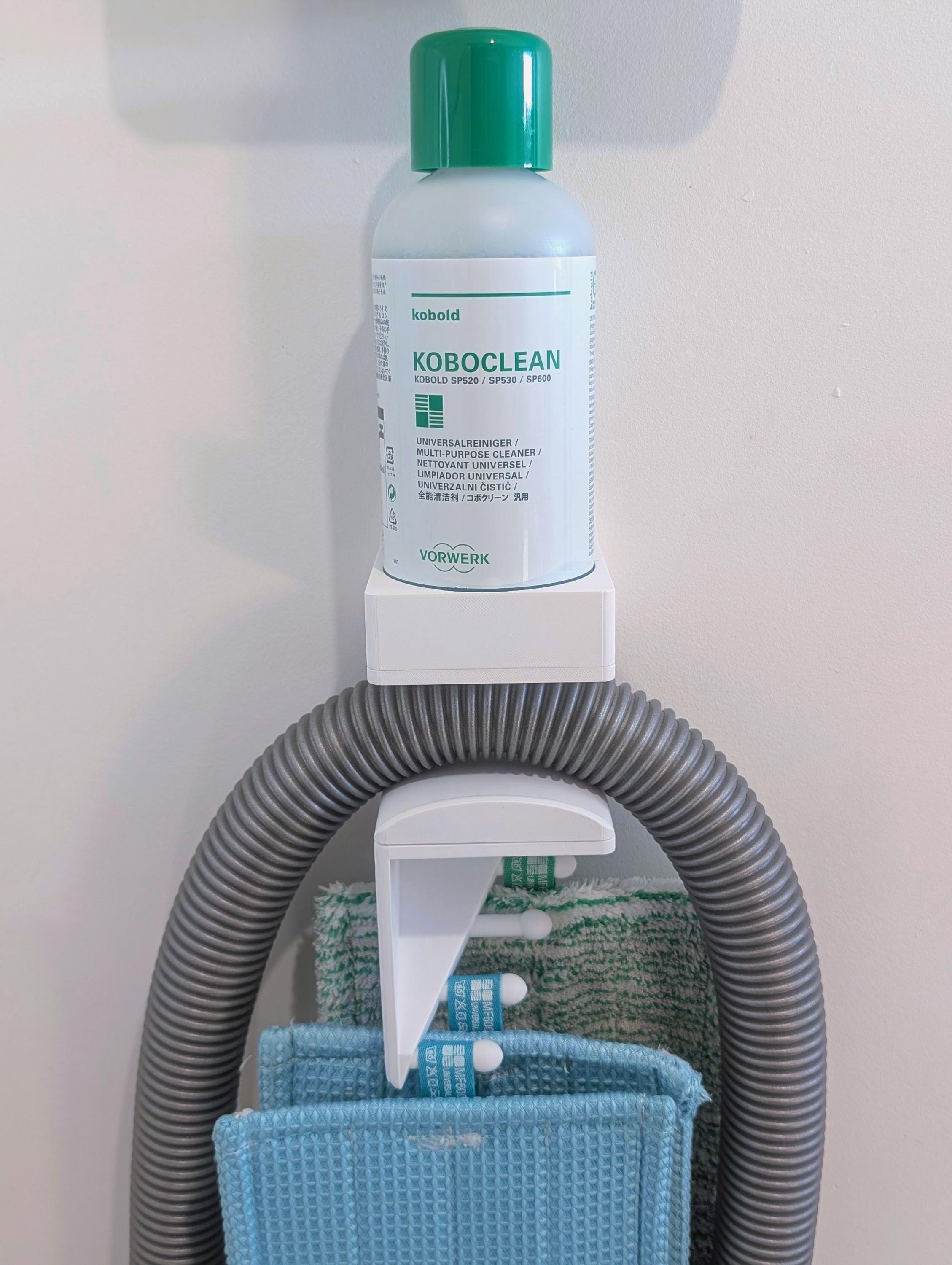 TRIO PACK - Supporti a parete per flacone, tubo e salviette Vorwerk Kobold/Folletto SP600/SP7/SPB100/Koboclean/EB7 Prodotto in Francia