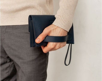 Leder-Clutch für Männer, Herren-Organizer, echtes Leder Geldbörse, Handgelenktasche für Männer, Leder Geldbörse, Geschenk für Freund, Geschenk für ihn