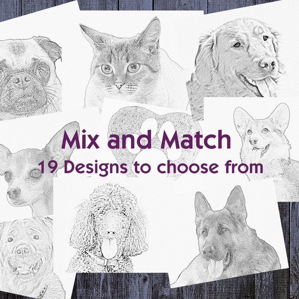 MIX and MATCH 4 or 8 Card Sets, Pet Sympathy Cards, Pet Note Cards, Dog or Cat Note Cards, Blank Pet Note Cards, Thank You Pet Cards