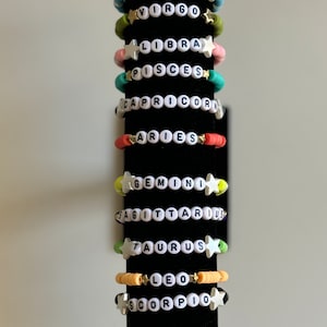 Zodiac Beaded Bracelet, Personalized Custom Beaded Name Bracelets, Custom, Handmade Jewelry, friendship bracelets