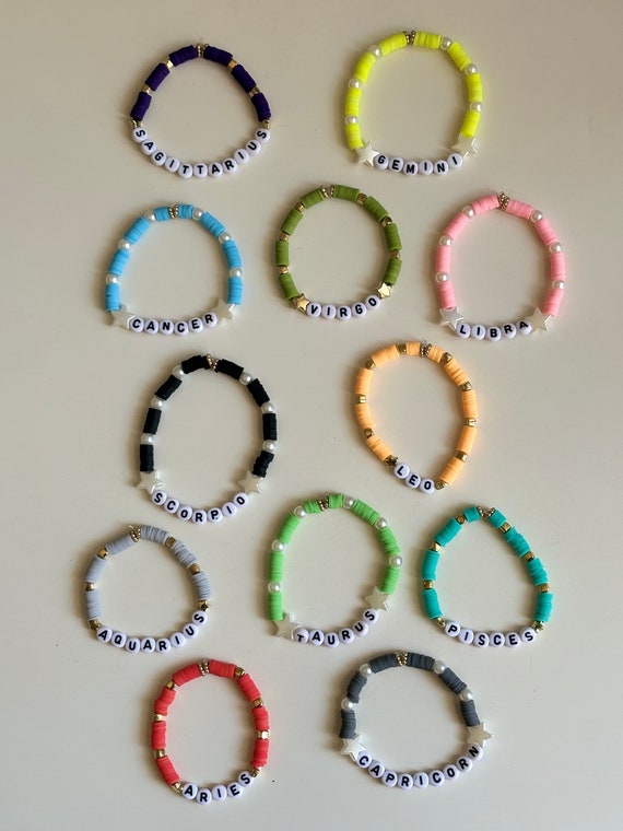 Zodiac Beaded Bracelet, Personalized Custom Beaded Name Bracelets, Custom,  Handmade Jewelry, friendship bracelets