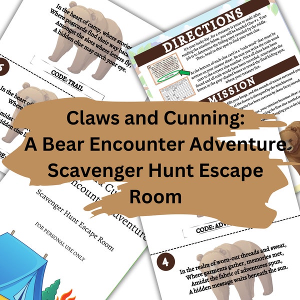 Camping Scavenger Hunt | Camping Treasure Hunt Clues | Camping Birthday Party | Birthday Games And Puzzles | Camping Birthday Treasure Hunt