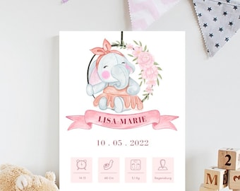 Acryl Schild - Personalisierte Geschenke zur Geburt Baby Deko Kinderzimmer Türschild Geburtsdaten Namensschild Geburtsgeschenk