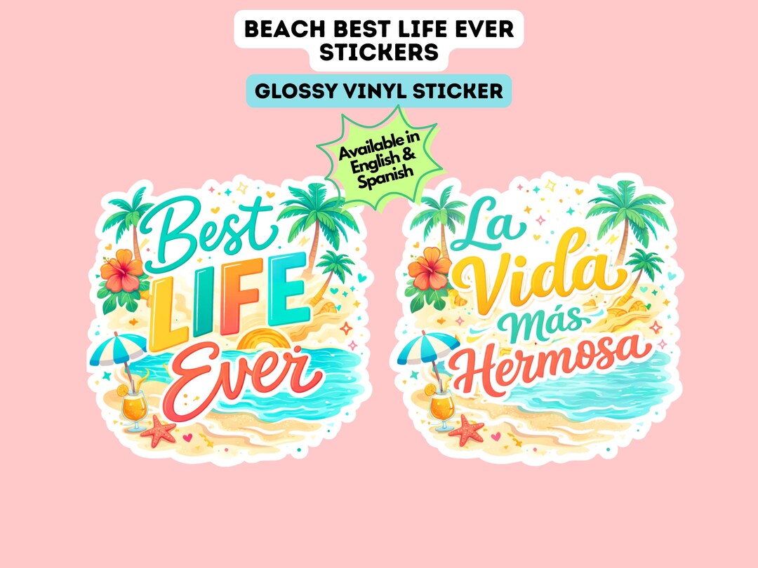 Beach Theme Life Ever Vinyl Sticker, Spanish/english - Etsy