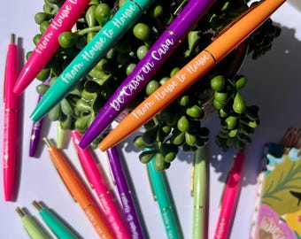 JW Ministry Pen Set: "From House to House", Colorful Bic Clic Pens