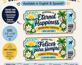 Convention Admission Sticker | Eternal Happiness | JW Gift | International or Regional Convention | English or Spanish Vinyl Sticker