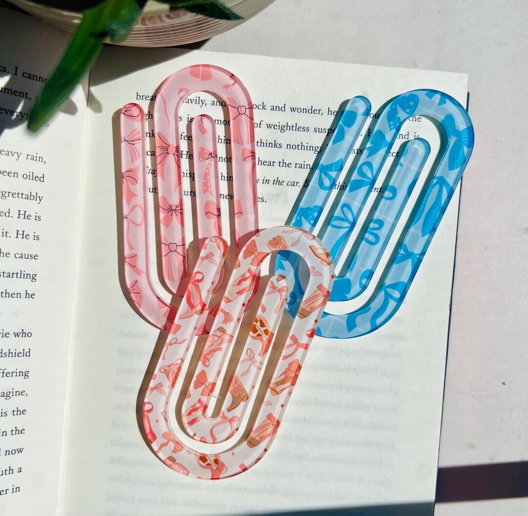 Paperclip Ribbon Bookmarks Coquette Acrylic Jumbo Paperclip, Bow Ribbon Bookmark - Etsy