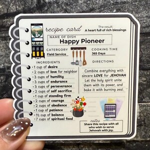 Recipe for Happy Pioneer Magnet – JW Gift Pioneer Gift, Regalos para los Precursor Iman, - JW Cookbook Magnet, JW Gifts