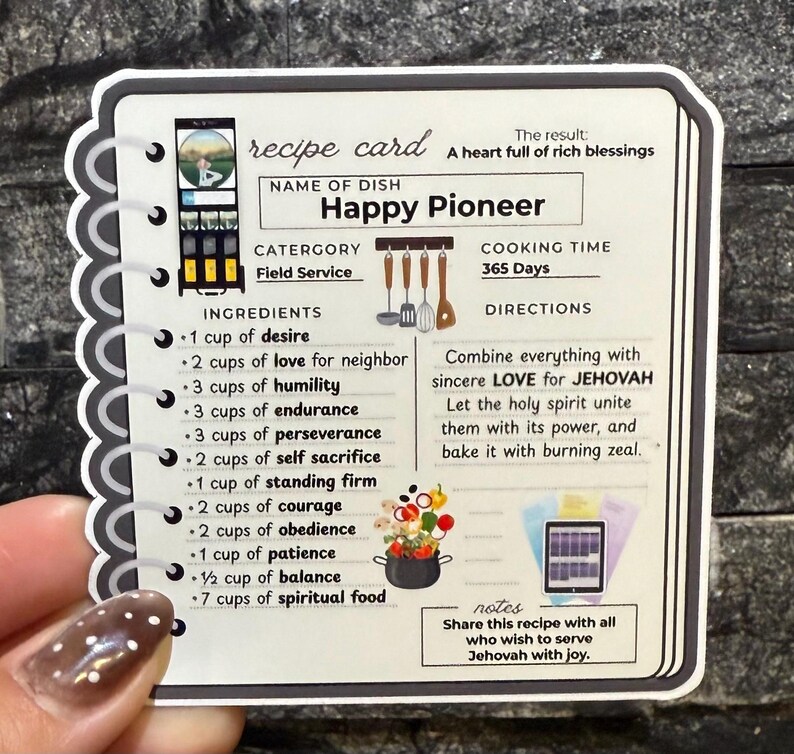 Recipe for Happy Pioneer Magnet – JW Gift Pioneer Gift, Regalos para los Precursor Iman, - JW Cookbook Magnet, JW Gifts