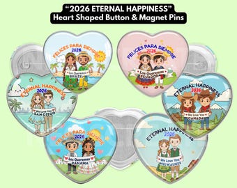 Eternal Happiness 2.25" Heart Shaped Button & Magnet Pins, 2026 International Convention