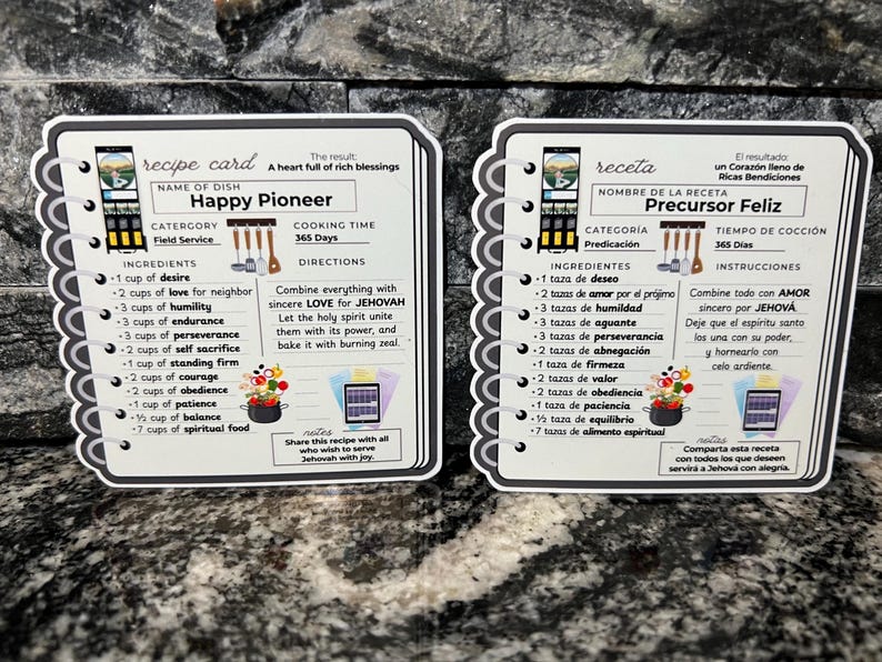 Recipe for Happy Pioneer Magnet – JW Gift Pioneer Gift, Regalos para los Precursor Iman, - JW Cookbook Magnet, JW Gifts