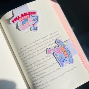Fell Asleep Here Magnetic Bookmark: Holographic Book Lover Gift