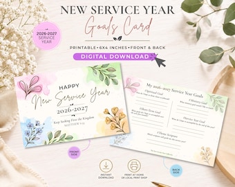 Zielkarte für das neue Dienstjahr mit Wildblumenmotiv (zum Ausdrucken) | Dienstjahr 2026–2027 für Zeugen Jehovas | Geschenk für Pioniere | Sofortiger digitaler Download