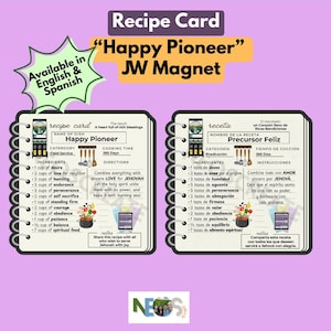 Recipe for Happy Pioneer Magnet – JW Gift Pioneer Gift, Regalos para los Precursor Iman, - JW Cookbook Magnet, JW Gifts