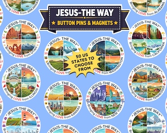 2027 Jesus The Way JW  International Convention Button Pin |State Design Magnet | Bringing Love from your State