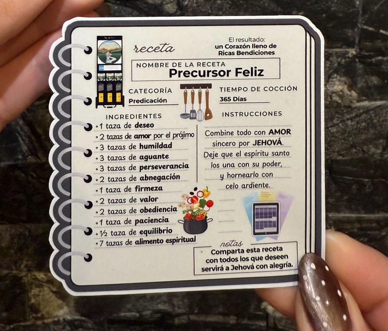 Recipe for Happy Pioneer Magnet – JW Gift Pioneer Gift, Regalos para los Precursor Iman, - JW Cookbook Magnet, JW Gifts