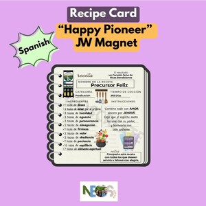 Recipe for Happy Pioneer Magnet – JW Gift Pioneer Gift, Regalos para los Precursor Iman, - JW Cookbook Magnet, JW Gifts