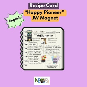 Recipe for Happy Pioneer Magnet – JW Gift Pioneer Gift, Regalos para los Precursor Iman, - JW Cookbook Magnet, JW Gifts