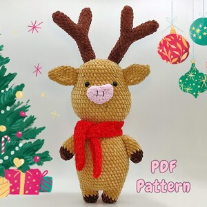 Crochet Reindeer Pig Pattern: Beginner Amigurumi Christmas Plushie (PDF Download)