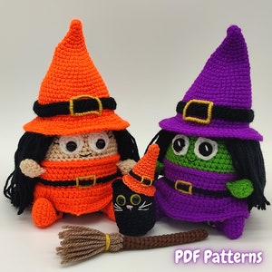 Amigurumi Halloween Witches, Spooky Witch Doll Pattern, Haunted Cat Crochet, DIY Autumn Décor, Witch Crochet Pattern, Halloween Crochet PDF