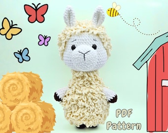 Llama Crochet Pattern: Chunky Farm Animal Amigurumi Plushie (PDF Download)