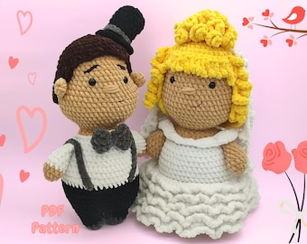 Patrón de amigurumi de novios a crochet - Muñecas de boda robustas (PDF)