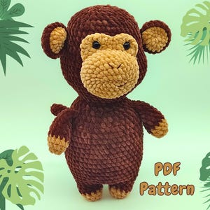 Monkey Crochet Pattern: Beginner Chunky Amigurumi Plushie (PDF Pattern)