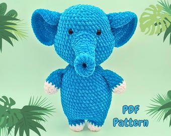 Elephant Crochet Pattern: Low-Sew Amigurumi Plushie (Digital Download)