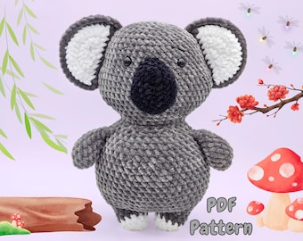Patrón de koala a crochet: Peluche amigurumi de animalito del bosque (Descarga PDF)