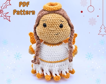 Patrón de crochet de ángel: Peluche navideño grueso (Descarga PDF)