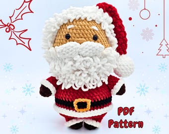 Patrón de crochet de Papá Noel: Papá Noel amigurumi de peluche grueso para principiantes (descarga en PDF)