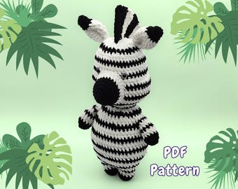 Patrón de crochet de cebra: Peluche Amigurumi grueso (Patrón PDF)