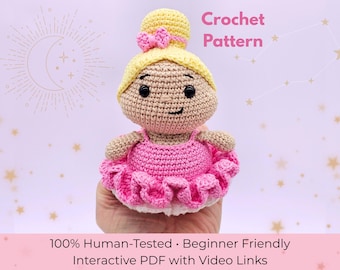 Crochet Ballerina Pattern, Low Sew Beginner Friendly Ballet Dancer Amigurumi PDF, Tested Human Pattern