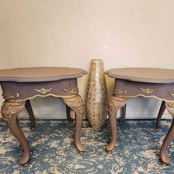 Painted Grey End Table Etsy