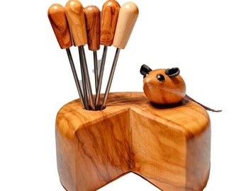 Conjunto para lanches com 6 garfos - rato no queijo