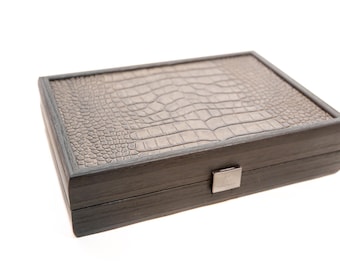 Mahjong set with playing cards in wooden box