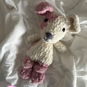Dog Snuggler Lovey Stuffie Plushie Cute Blanket Yarn Boho Cuddly Toy Puppy Neutrals Baby Gift Baby Shower Birthday