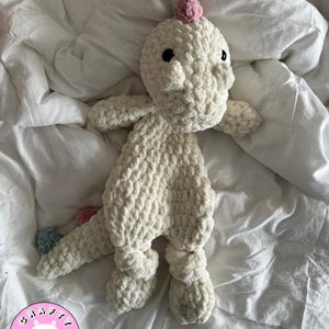 Dinosaur Snuggler Lovey Stuffie Plushie Cute Blanket Yarn Boho Cuddly Toy Dino Neutrals Rainbow Baby Gift Baby Shower Birthday