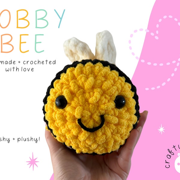 Bobby Bee Buddy | Handmade Plushie for Honey-Sweet Cuddles | Crochet | Chenille | Gift Children's Toy Pillow Bedroom Decor | Three Plushies