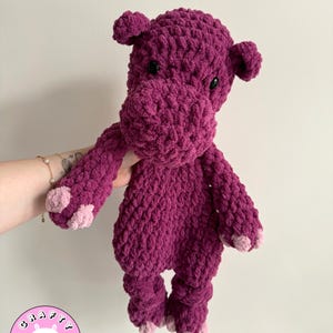 Hippo Snuggler Lovey Stuffie Plushie Cute Blanket Yarn Boho Cuddly Toy Jungle Safari Baby Gift Baby Shower Birthday