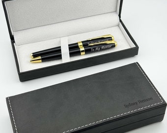 Engraved Pen Set for Professors – Custom Academic Gift, Personalized Mentor Gift, University Graduation or Retirement Gift
