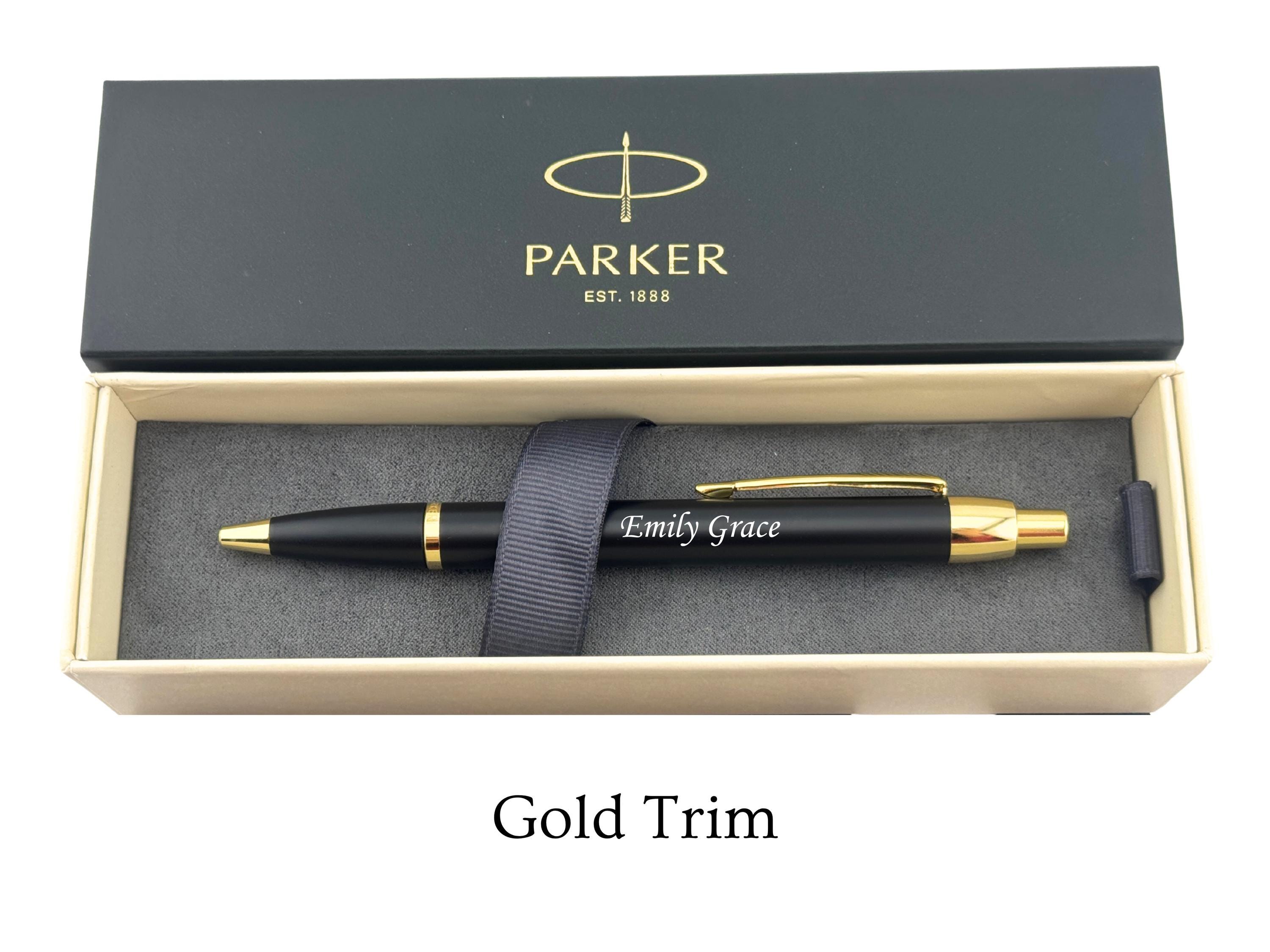 Engraved Parker Pen – Gold Silver Trim, Custom Personalized Gift - Etsy