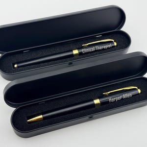 Engraved Roller & Ball Pen Set in Laser Engraved Box – Personalized Thank You Gift, Social Worker or Counselor Gift, Manager Appreciation