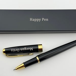 Custom Durable Ball Pen Roller Pen, Personalize Pen Set of 2, Gift for Him, Doctor's Day Gift, Nurse Gift, Pediatrician Gift Black Roller Pen