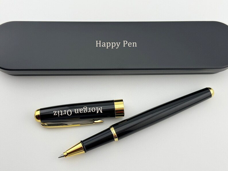 Custom Durable Ball Pen Roller Pen, Personalize Pen Set of 2, Gift for Him, Doctor's Day Gift, Nurse Gift, Pediatrician Gift Black Roller Pen