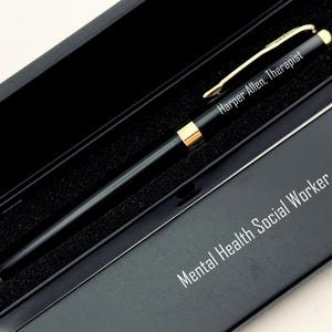 Engraved Roller & Ball Pen Set in Laser Engraved Box – Personalized Thank You Gift, Social Worker or Counselor Gift, Manager Appreciation