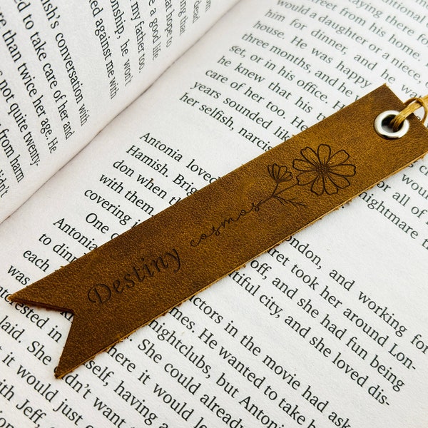 Custom Leather Bookmark, Personalized Cord Keeper, Monogrammed Bookmark, Graduation Gift, Student Gift, Bible Verse Bookmark, Birthday Gift
