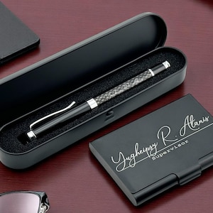 Tarjetero personalizado y bolígrafo grabado, regalo para el Día del Abogado, regalo personalizado para abogados.