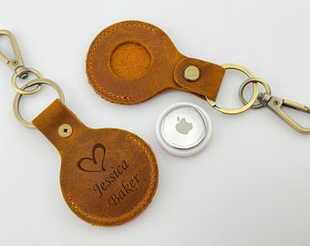 Personalized Air Tag Holder, Leather Air Tag Keychain, Custom Air Tag Keyring, Graduation Gift, Gift for Her, Girlfriend Boyfriend Gift