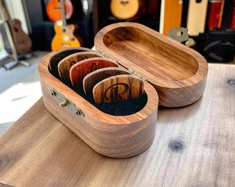 Engraved Wooden Guitar Picks with Case – Personalized Fathers Day Gift